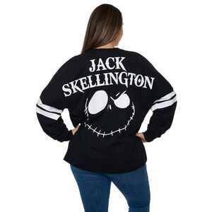 New Disney Women's Jack Skellington Sweatshirt Long Sleeve Hockey Style Jersey